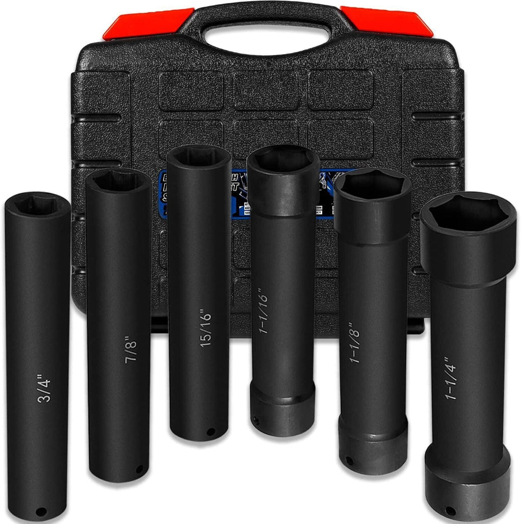 1/2" Drive Heavy Duty Extended Length Extra-Deep Length Impact Socket Set