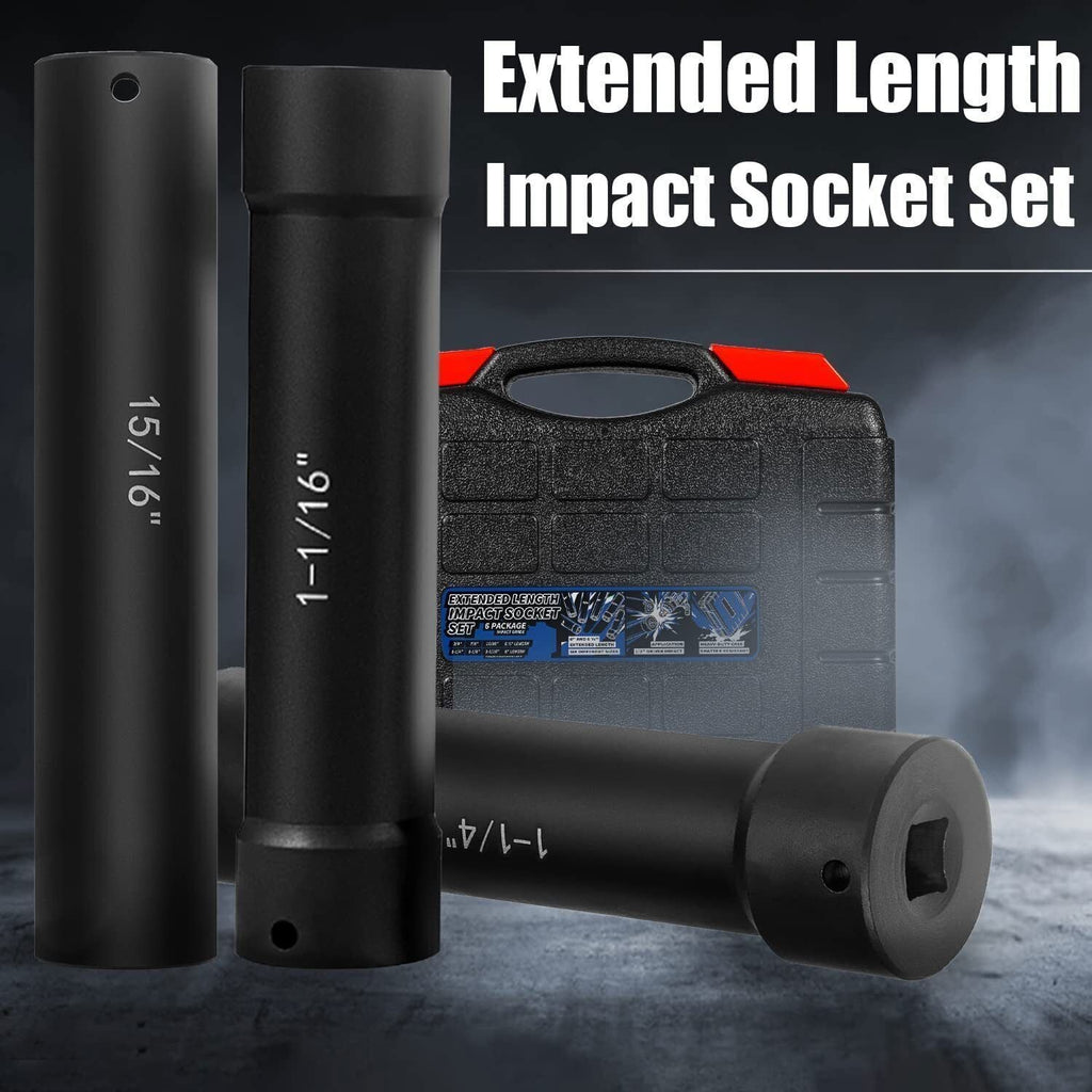 1/2" Drive Heavy Duty Extended Length Extra-Deep Length Impact Socket Set