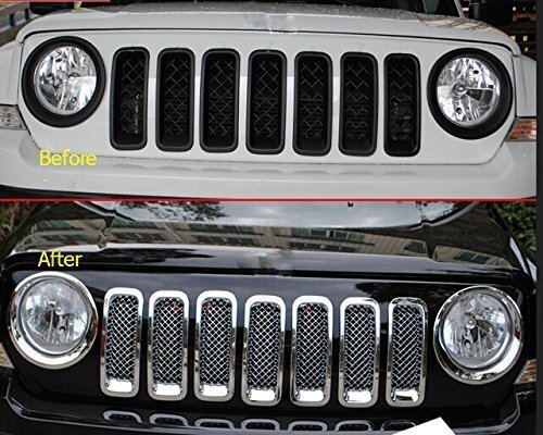 7Pcs Front Mesh Grille Grill Insert Cover Trim Frame For Jeep Patriot 2011-2018