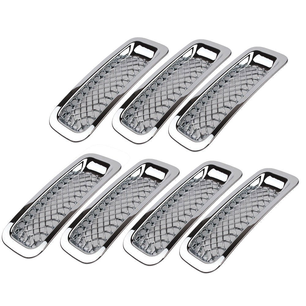 7Pcs Front Mesh Grille Grill Insert Cover Trim Frame For Jeep Patriot 2011-2018