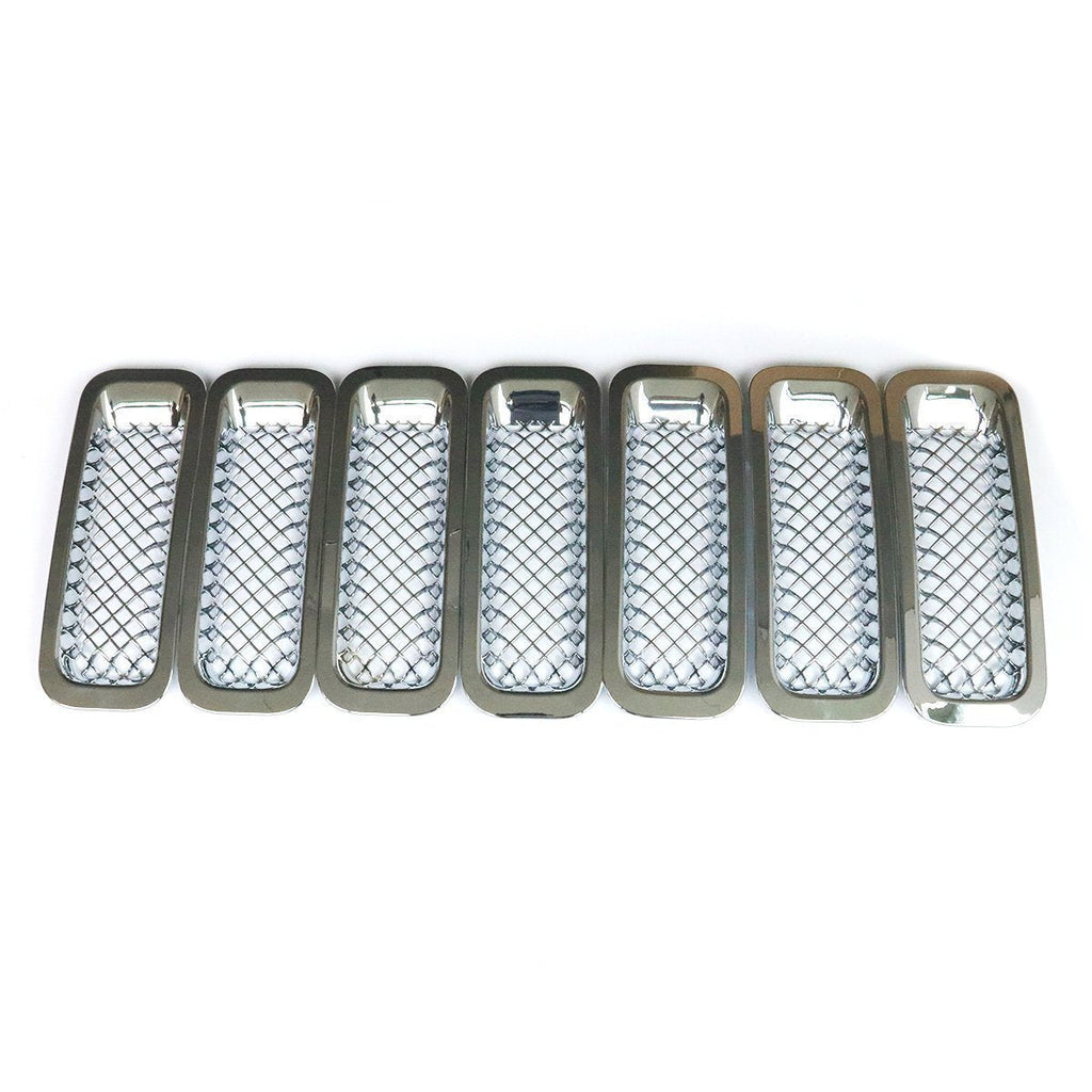 7Pcs Front Mesh Grille Grill Insert Cover Trim Frame For Jeep Patriot 2011-2018