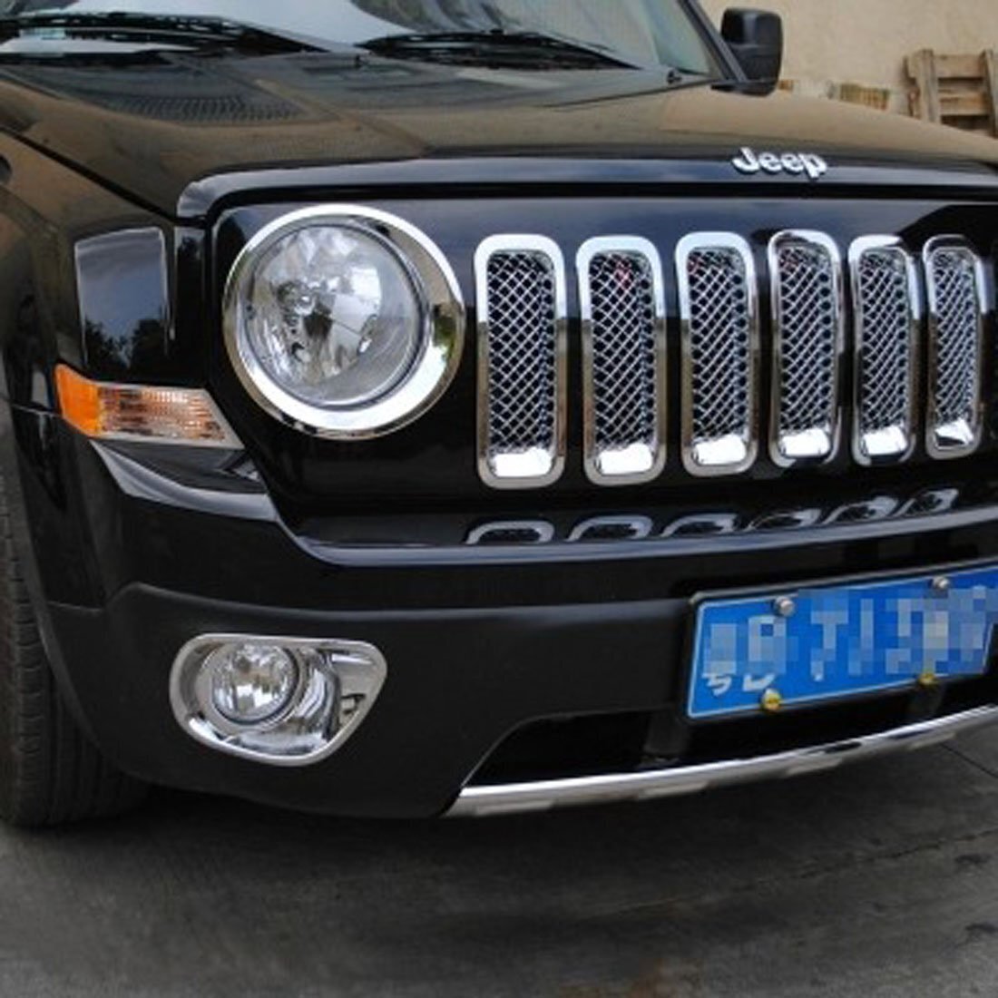 7Pcs Front Mesh Grille Grill Insert Cover Trim Frame For Jeep Patriot 2011-2018