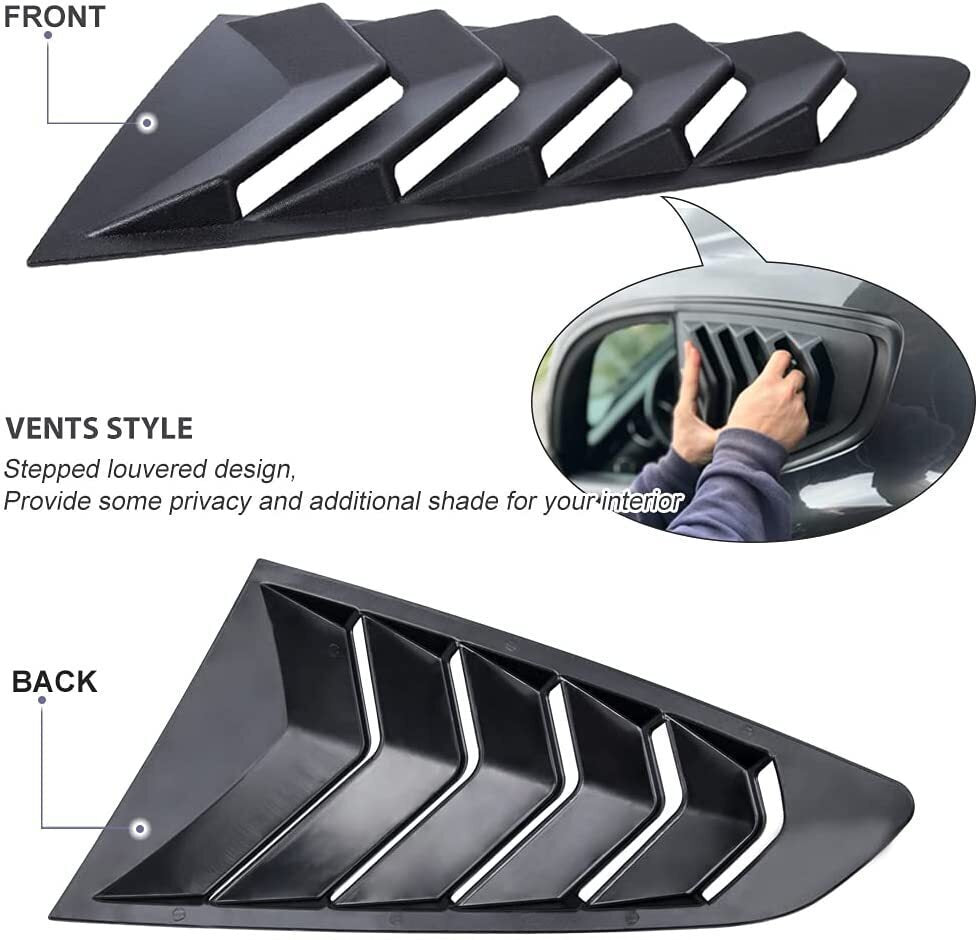 Side Window Louvers ABS Windshield Sun Shade Cover for Ford Mustang 2015-2021