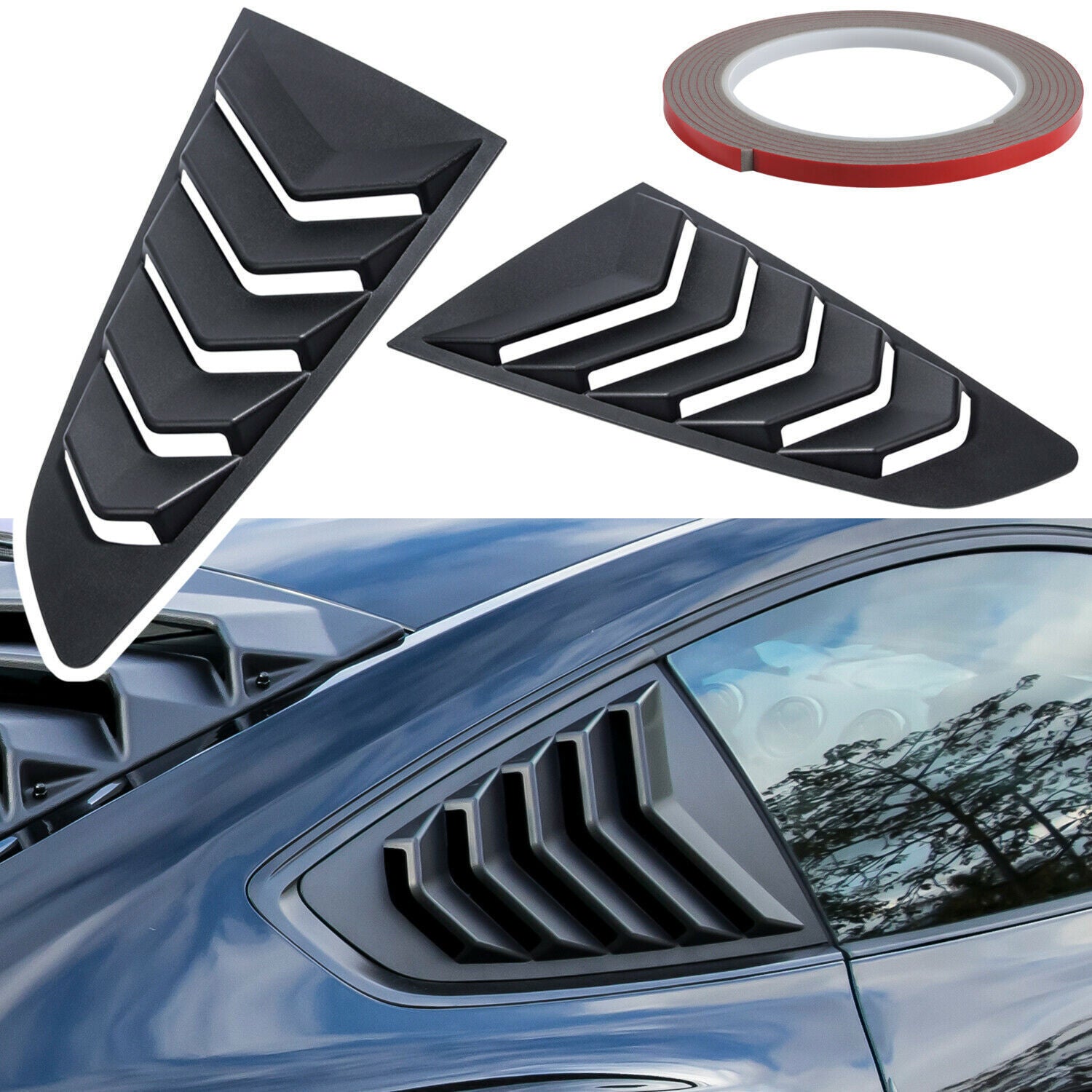 Side Window Louvers ABS Windshield Sun Shade Cover for Ford Mustang 2015-2021