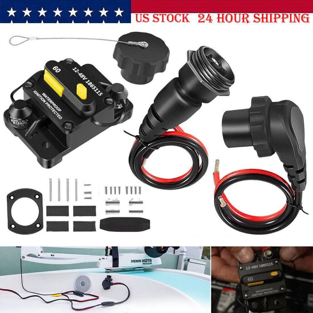 MKR-27 Circuit Breaker+MKR-28 Trolling Motor Plug Receptacle for Minn Kota Motor