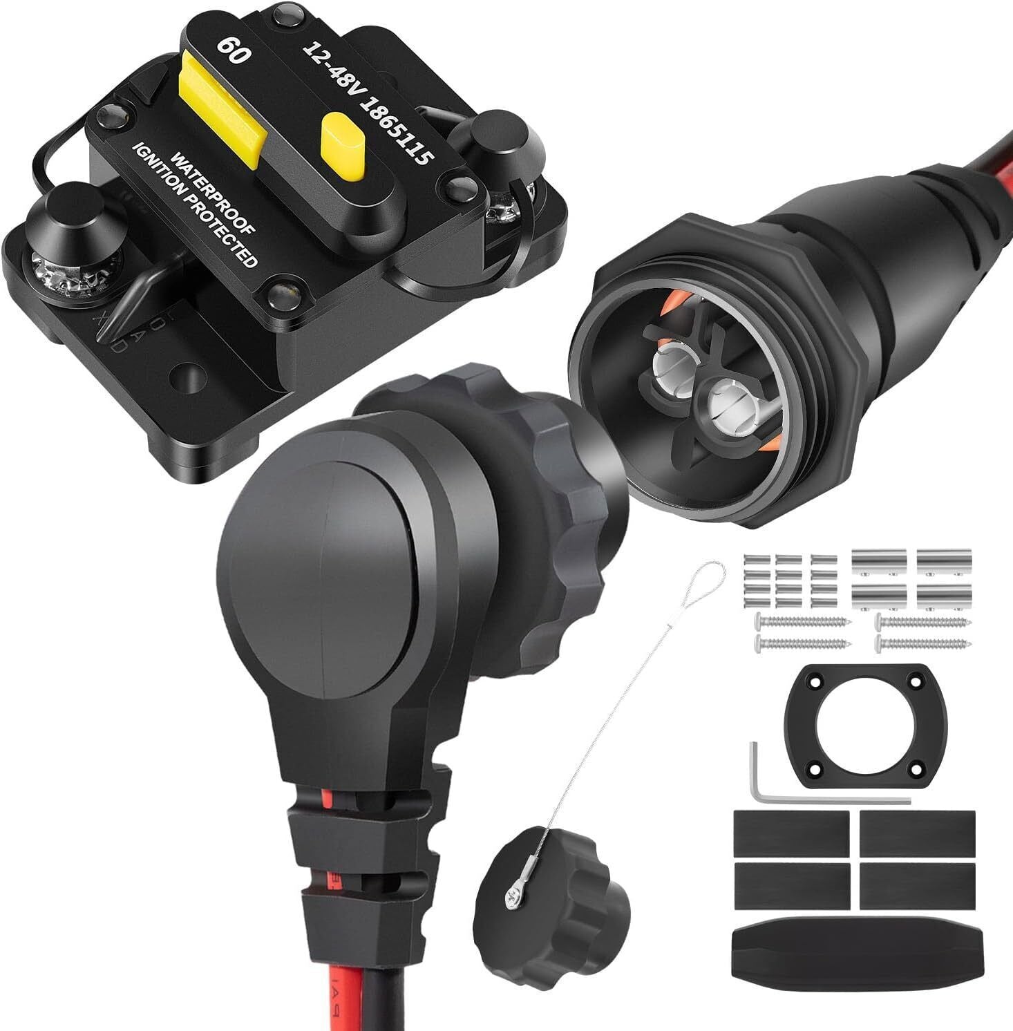 MKR-27 Circuit Breaker+MKR-28 Trolling Motor Plug Receptacle for Minn Kota Motor