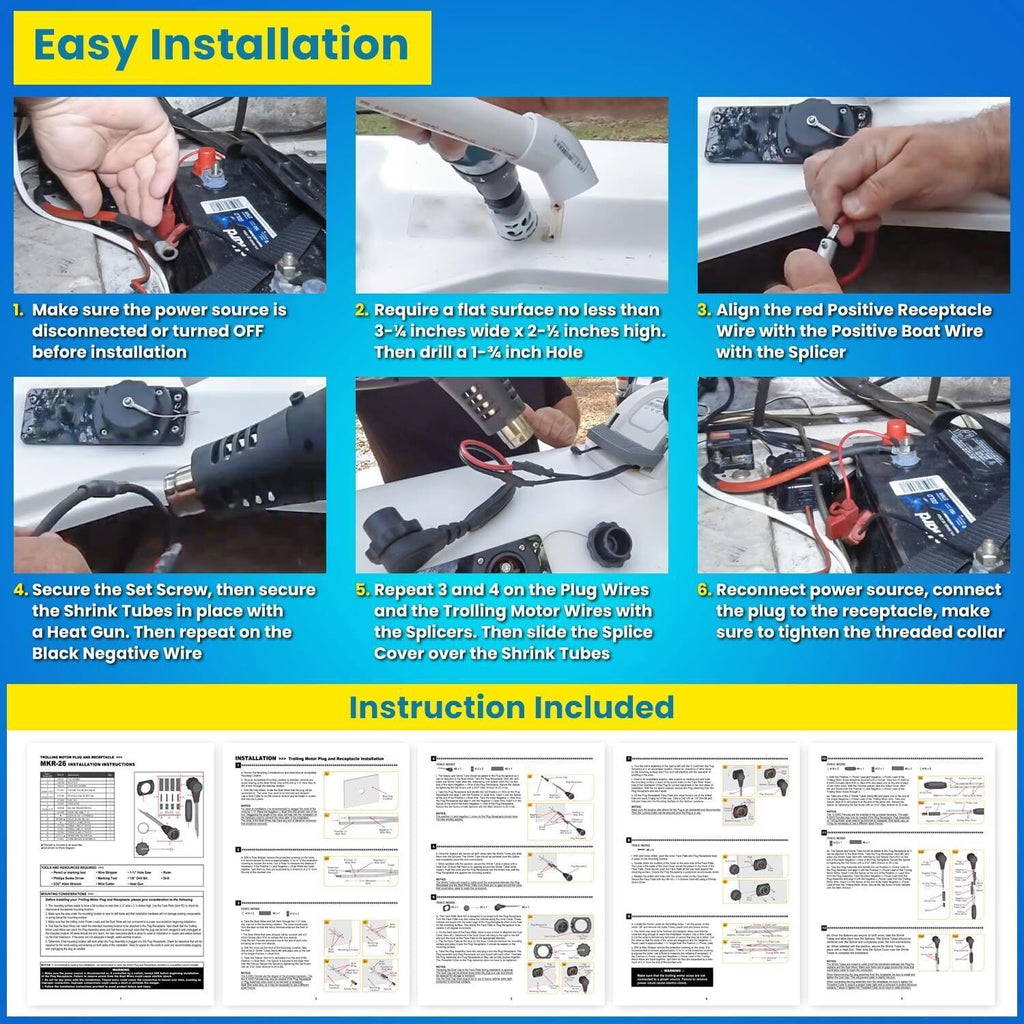 MKR-27 Circuit Breaker+MKR-28 Trolling Motor Plug Receptacle for Minn Kota Motor