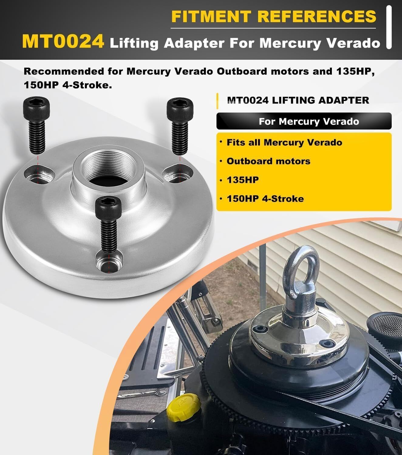 Lifting Adapter and Lifting Ring for Mercury Verado & 150HP 4-Stroke Outboard