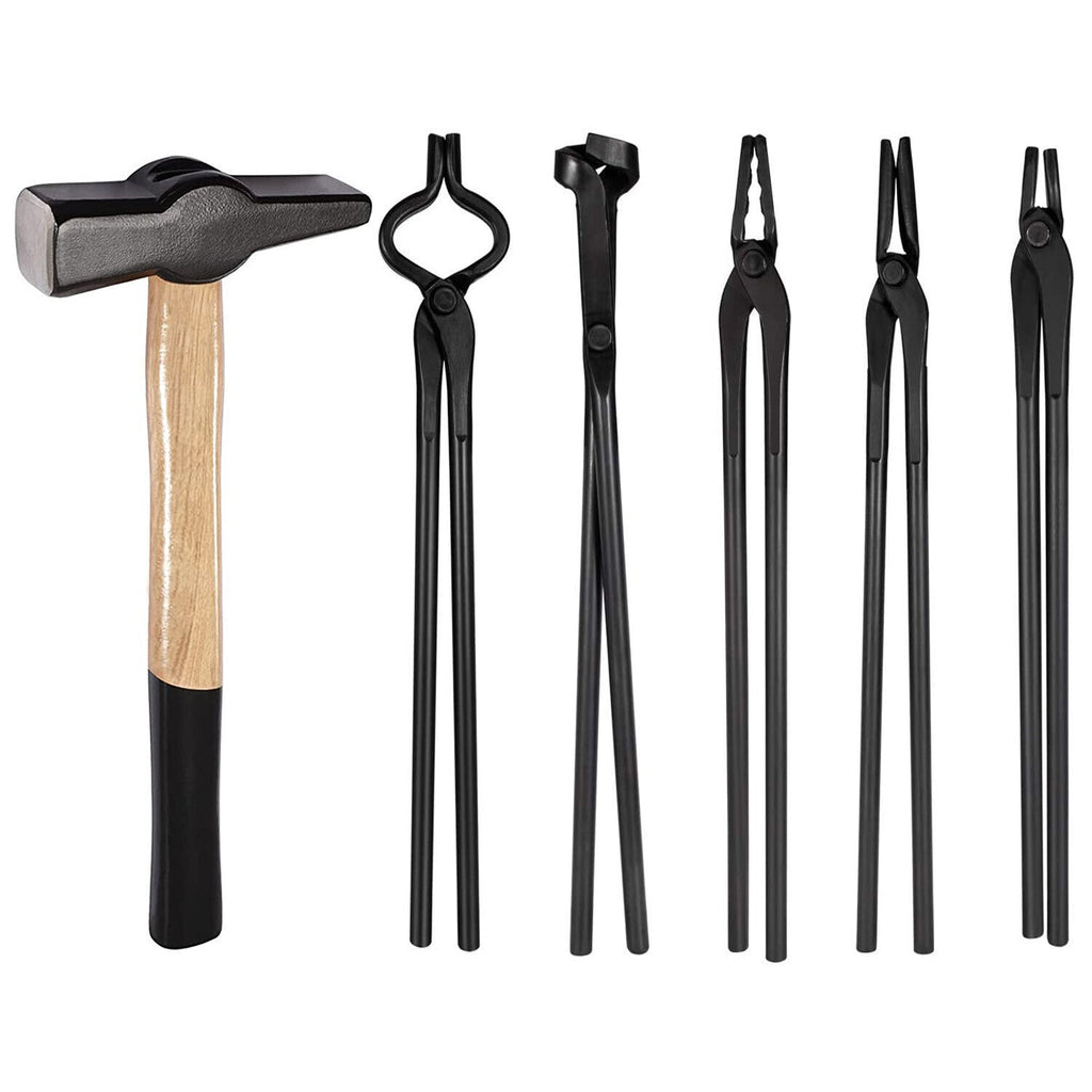 Bladesmith Knife Making Tongs Set & 1.0kg Blacksmith Hammer for Forge Anvil Vise