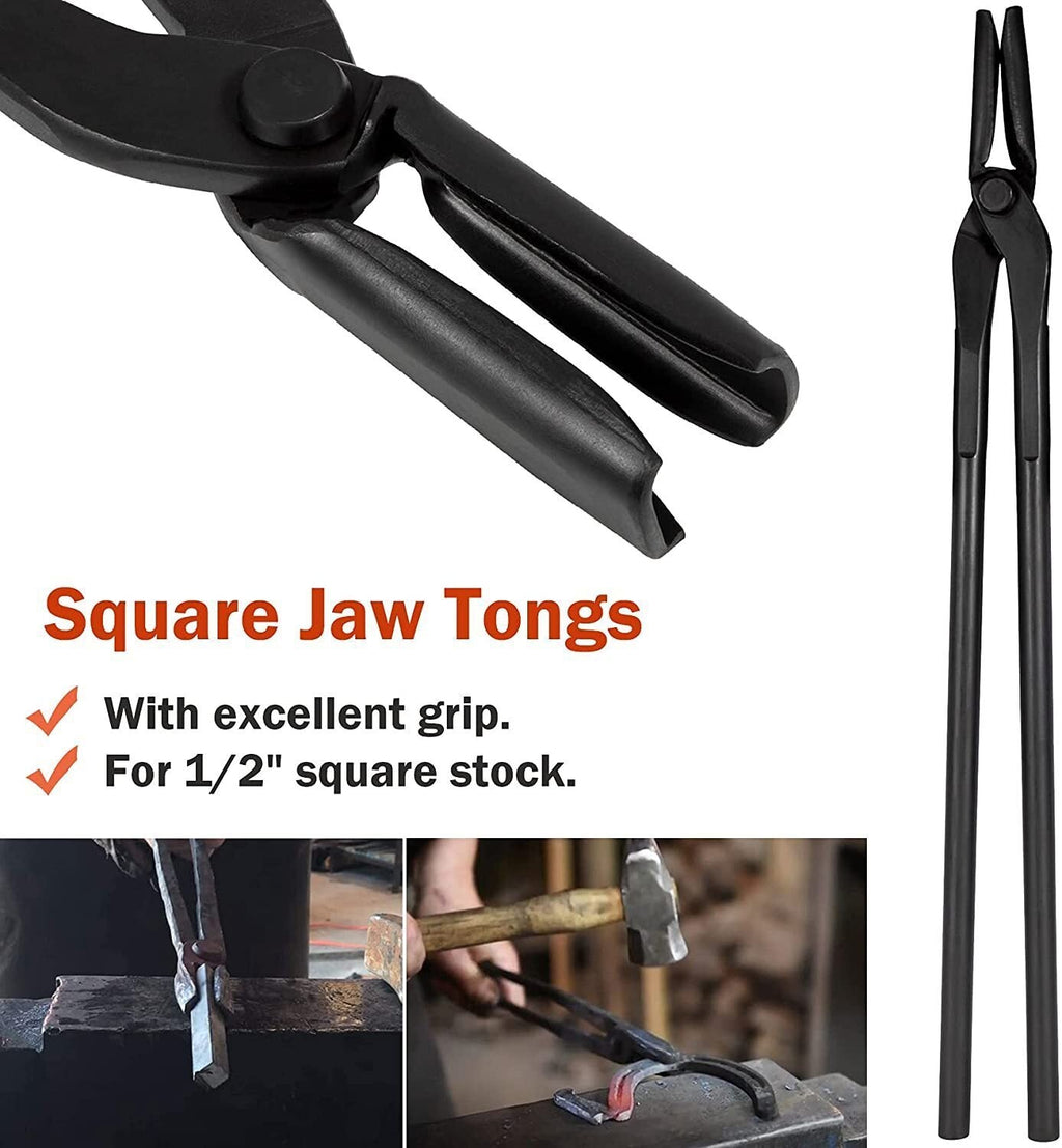Bladesmith Knife Making Tongs Set & 1.0kg Blacksmith Hammer for Forge Anvil Vise