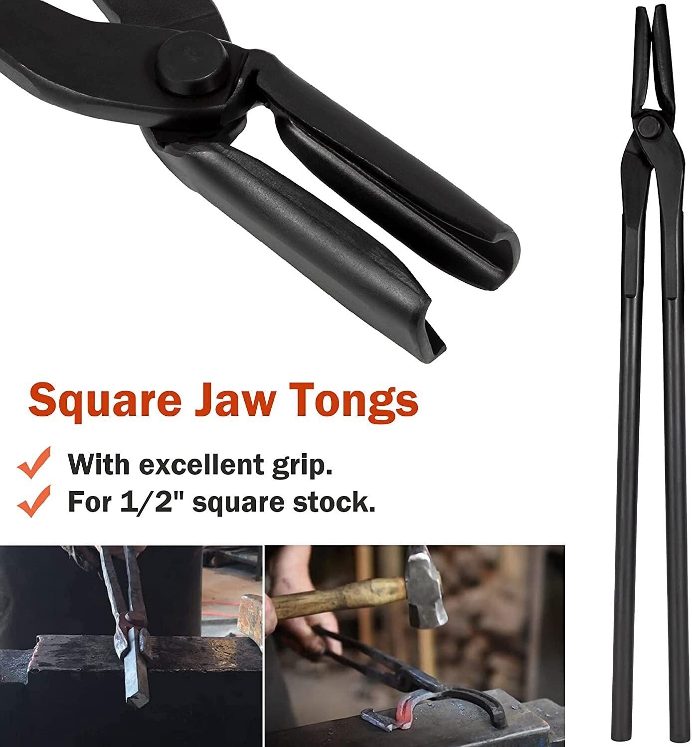 Bladesmith Knife Making Tongs Set & 1.0kg Blacksmith Hammer for Forge Anvil Vise