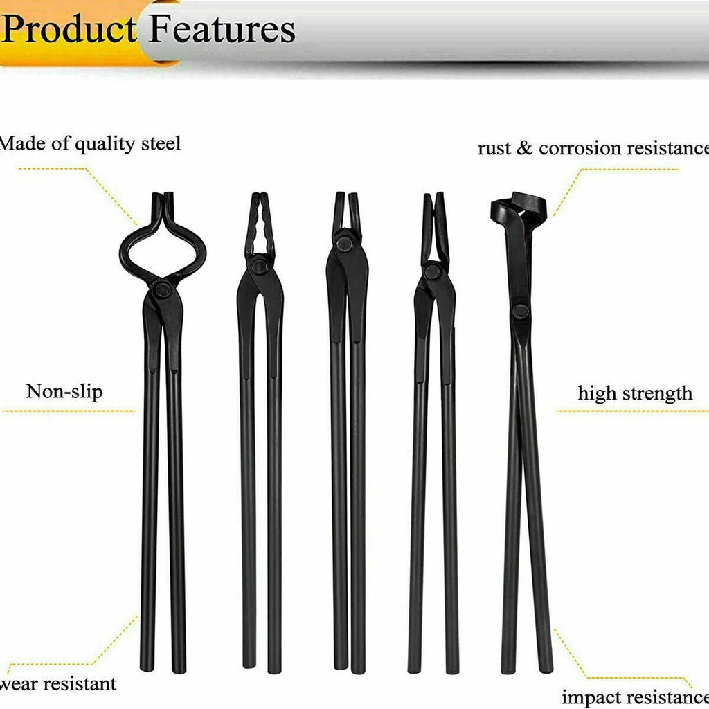 Bladesmith Knife Making Tongs Set & 1.0kg Blacksmith Hammer for Forge Anvil Vise