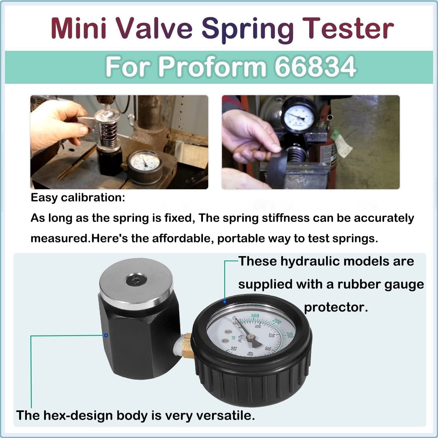 66834 Mini Valve Spring Pressure Tester Measurement Range 0-700 psi 0-50 kg-cm2
