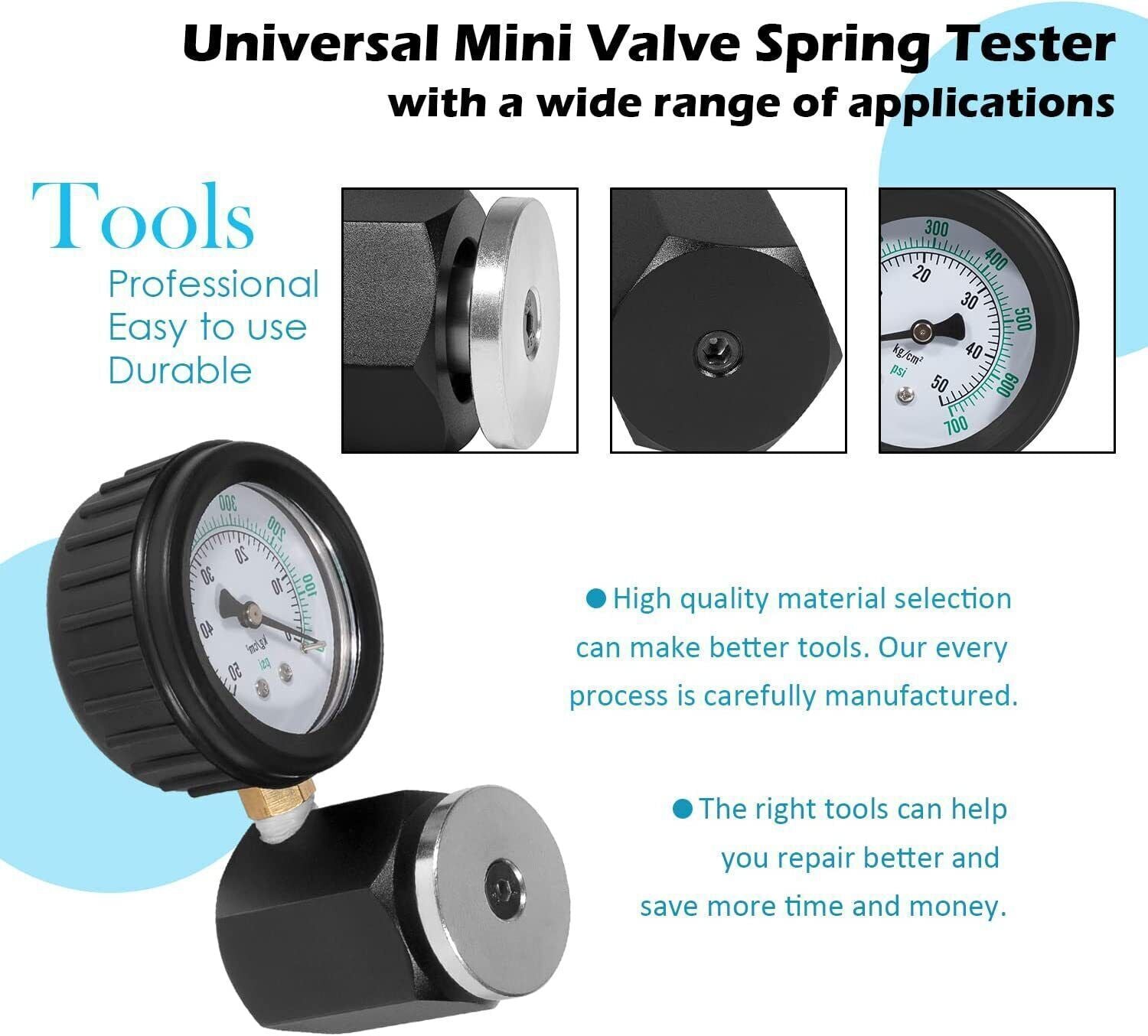 66834 Mini Valve Spring Pressure Tester Measurement Range 0-700 psi 0-50 kg-cm2