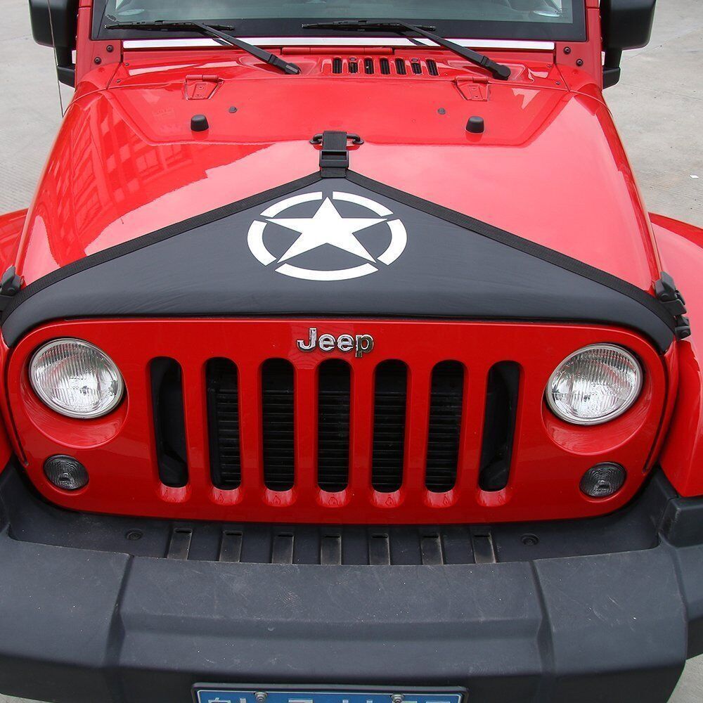 Front Hood Cover End Bra Protector for Jeep Wrangler JK JKU 2007-2018 Black Star