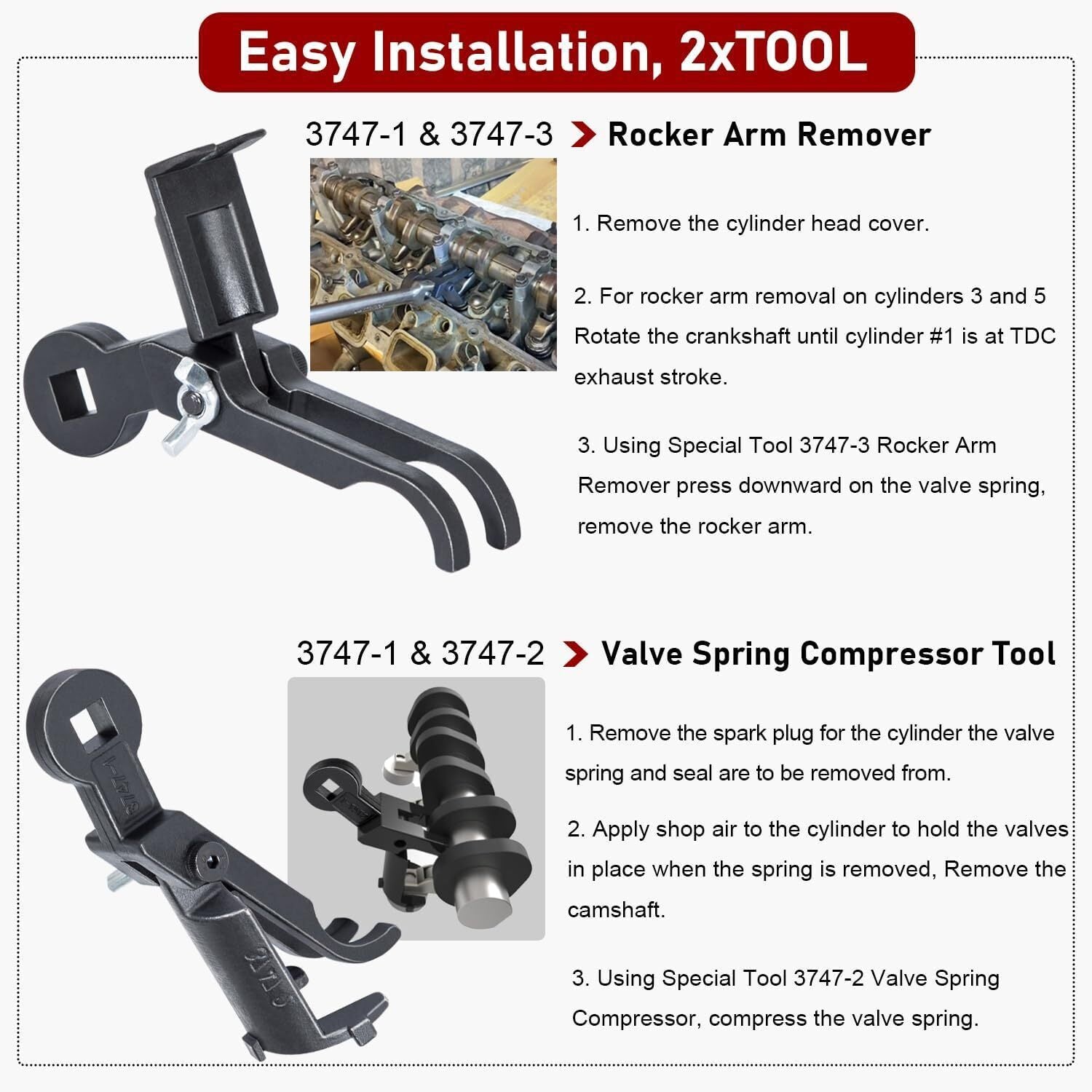 Rocker Arm Remover Installer & Valve Spring Tool for Dodge Chrysler Jeep 3.7&4.7