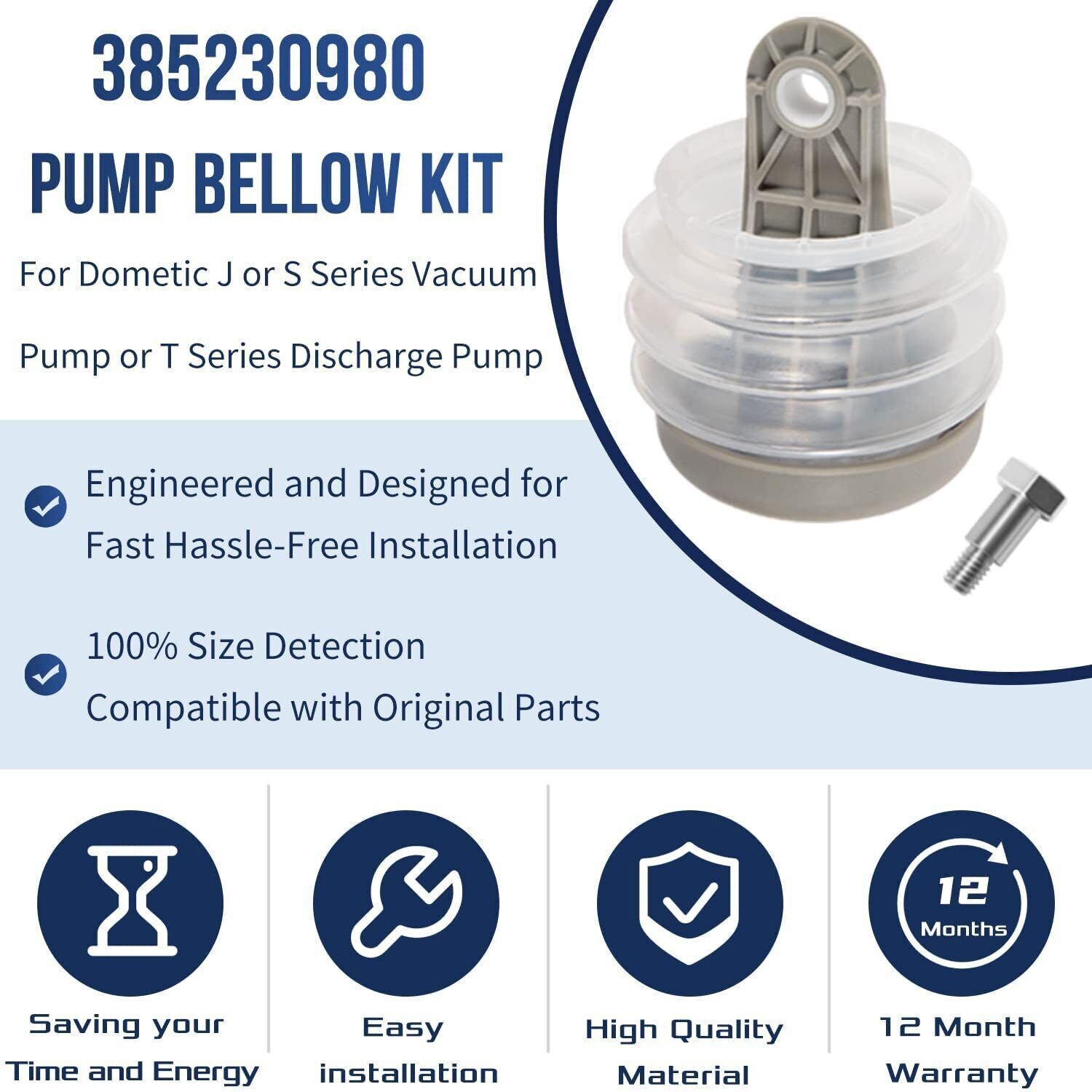 Dometic SeaLand 385230980 Pump Bellows Kit S & J Series Vacuum & Discharge Pump