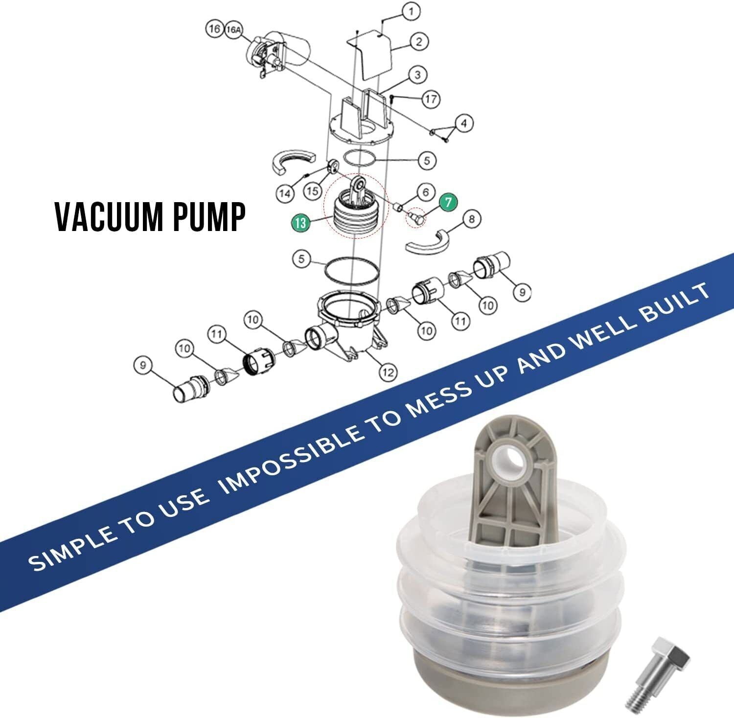 Dometic SeaLand 385230980 Pump Bellows Kit S & J Series Vacuum & Discharge Pump