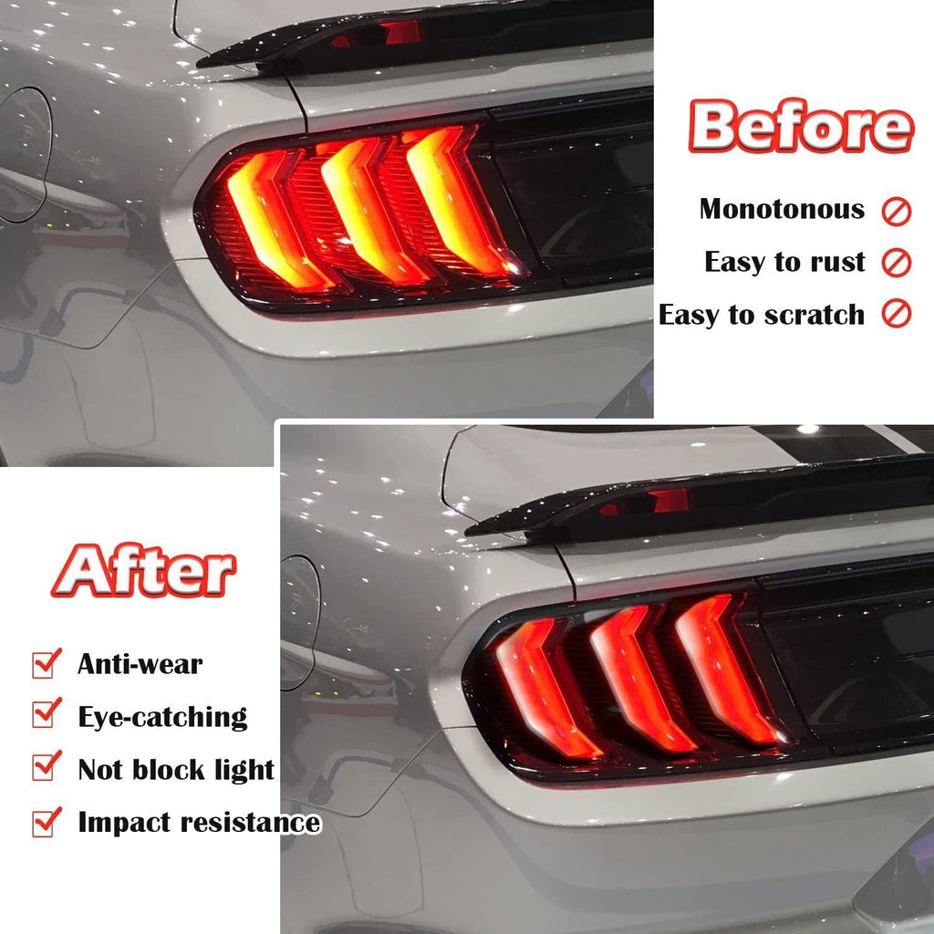 ABS Car Tail Light Lamp Cover Guard Trim Frame Bezels for Ford Mustang 2018-2021