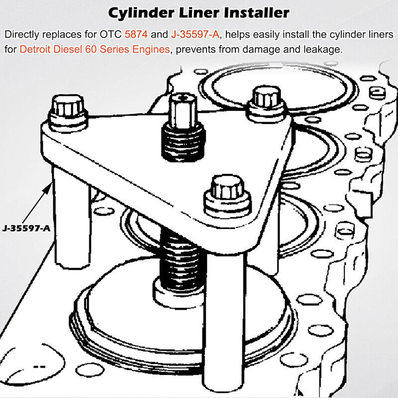 Cylinder Liner Installer J-35597-A 5874 For Detroit Diesel 60 Series 14L 12.7L