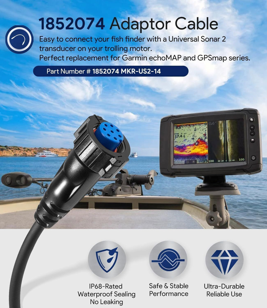 for Minn Kota MKR-US2-14 Garmin 8 Pin Adapter Cable 1852074 Sonar 2 Adapter Plug