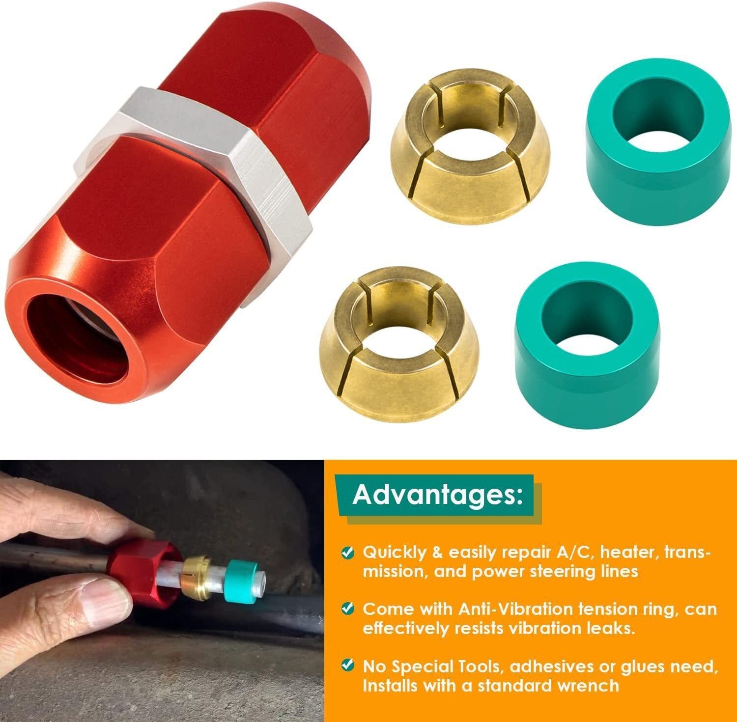 800-643 5/16'' Aluminum Line Splice Repair Kit Works for A/C, coolant Etc