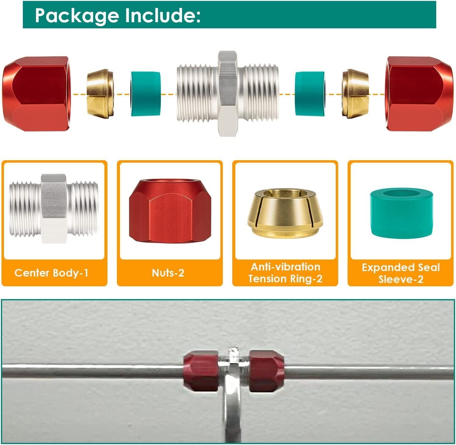 800-643 5/16'' Aluminum Line Splice Repair Kit Works for A/C, coolant Etc