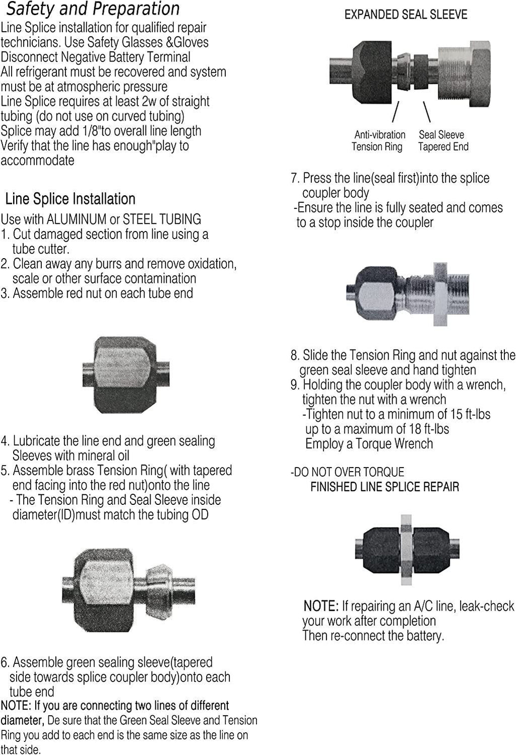 800-643 5/16'' Aluminum Line Splice Repair Kit Works for A/C, coolant Etc