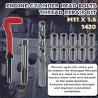 1420 Engine Cylinder Head Bolt Repair Tool Kit M11.5mm x 1.5 For Honda Toyota