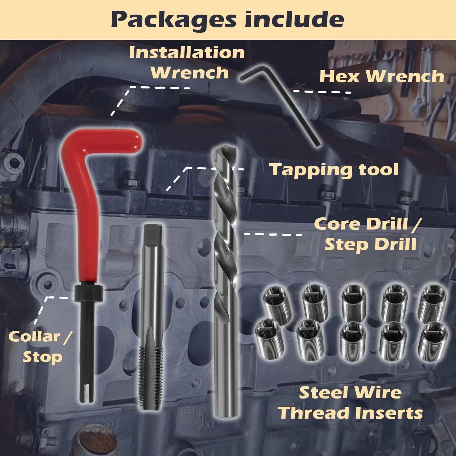 1420 Engine Cylinder Head Bolt Repair Tool Kit M11.5mm x 1.5 For Honda Toyota