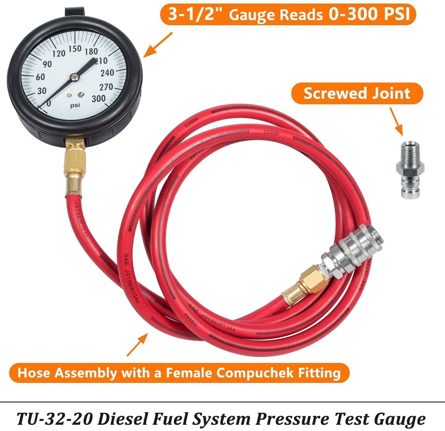TU-32-20 - 0 to 300 psi Compuchek Fuel System Pressure Tester Gauge