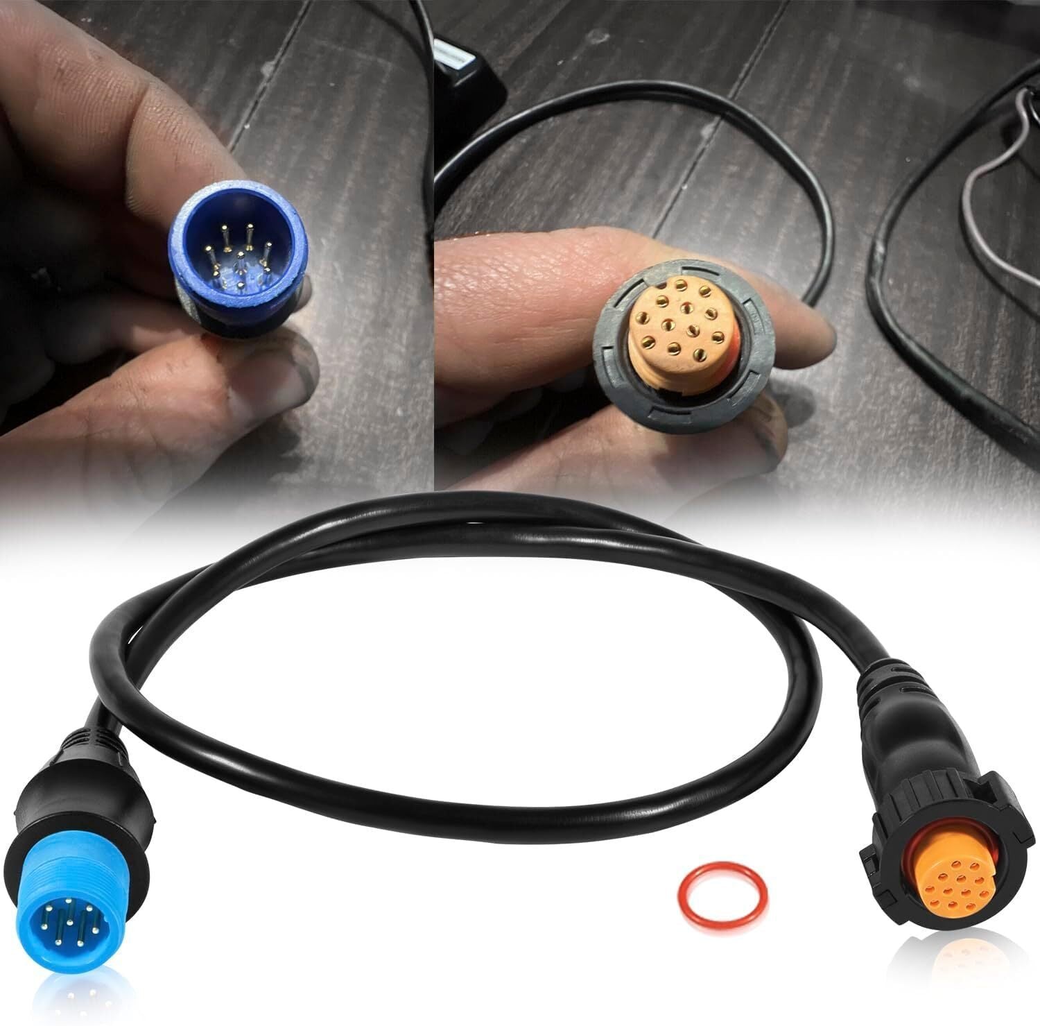 For GARMIN 8-Pin Transducer to 12-Pin Sounder Adapter Cable w/ XID 010-12122-10