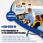 For GARMIN 8-Pin Transducer to 12-Pin Sounder Adapter Cable w/ XID 010-12122-10