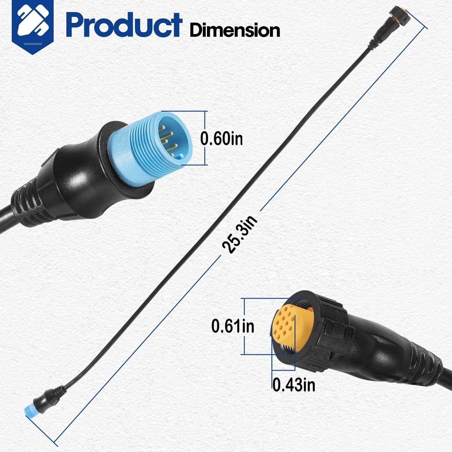 For GARMIN 8-Pin Transducer to 12-Pin Sounder Adapter Cable w/ XID 010-12122-10