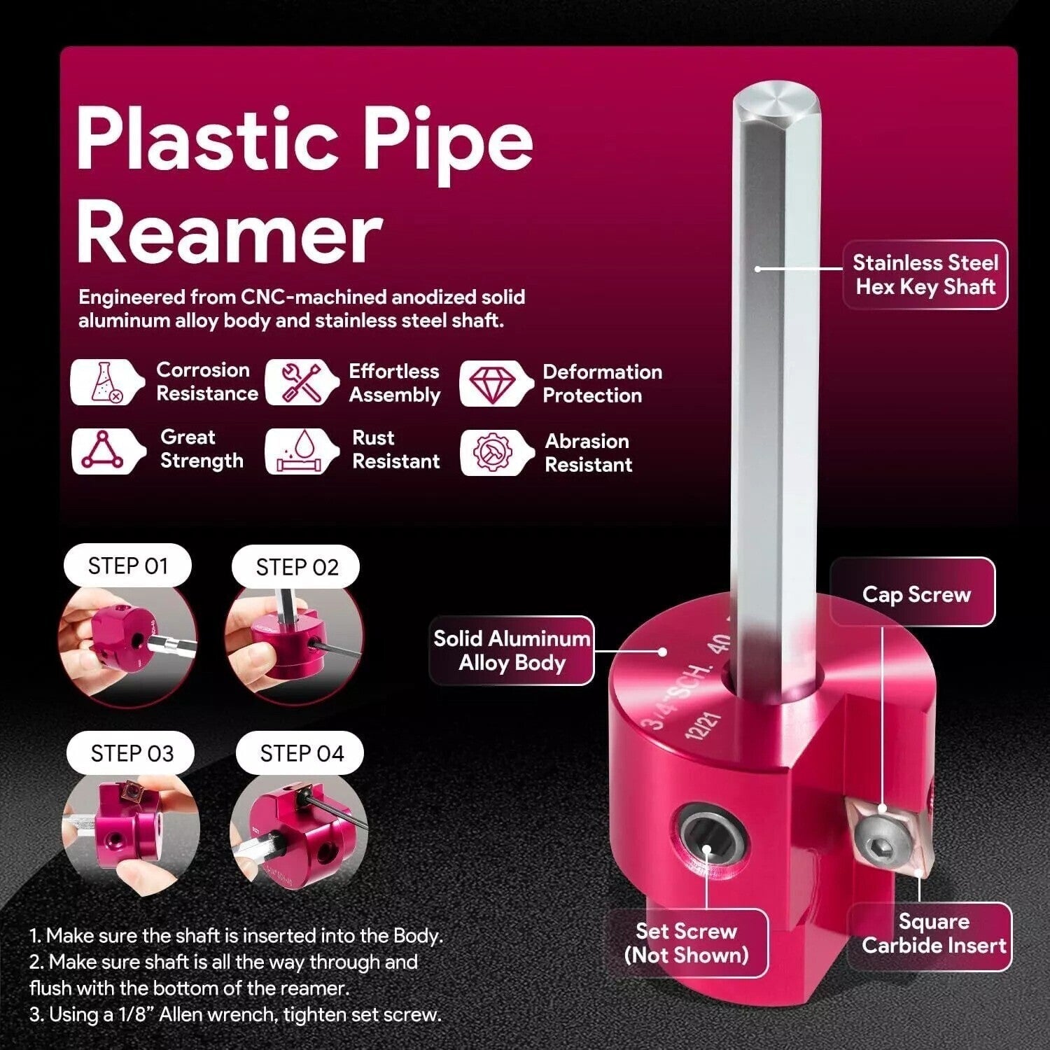 PPR75 PVC Fitting Saver with 1/4" Hex Shaft 3/4" Head Aluminum PVC Reamer Tool