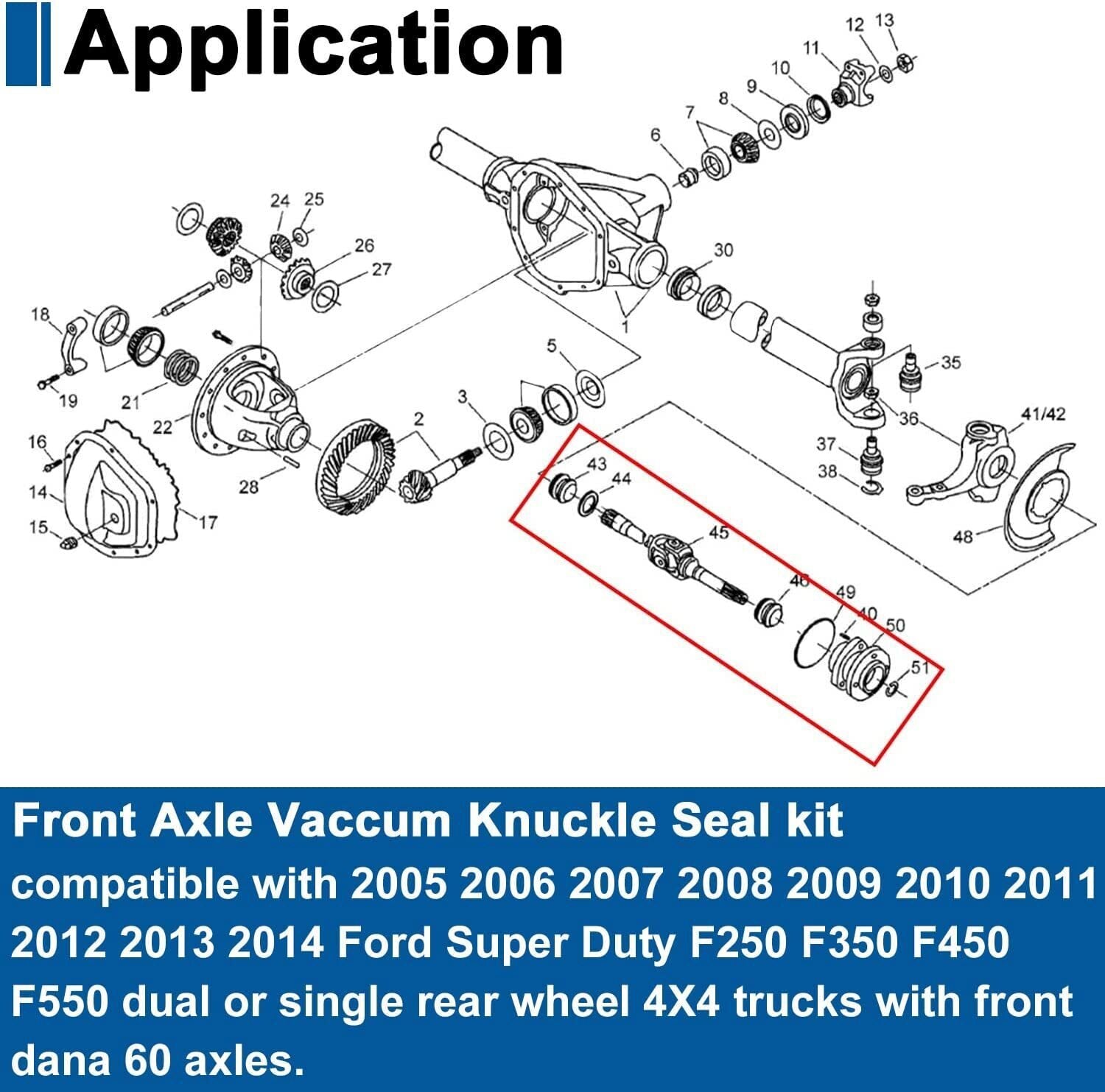 Front Axle Seal & O-Ring & Dust Seals Kit For 2005-2019 Ford F250 F350 Superduty