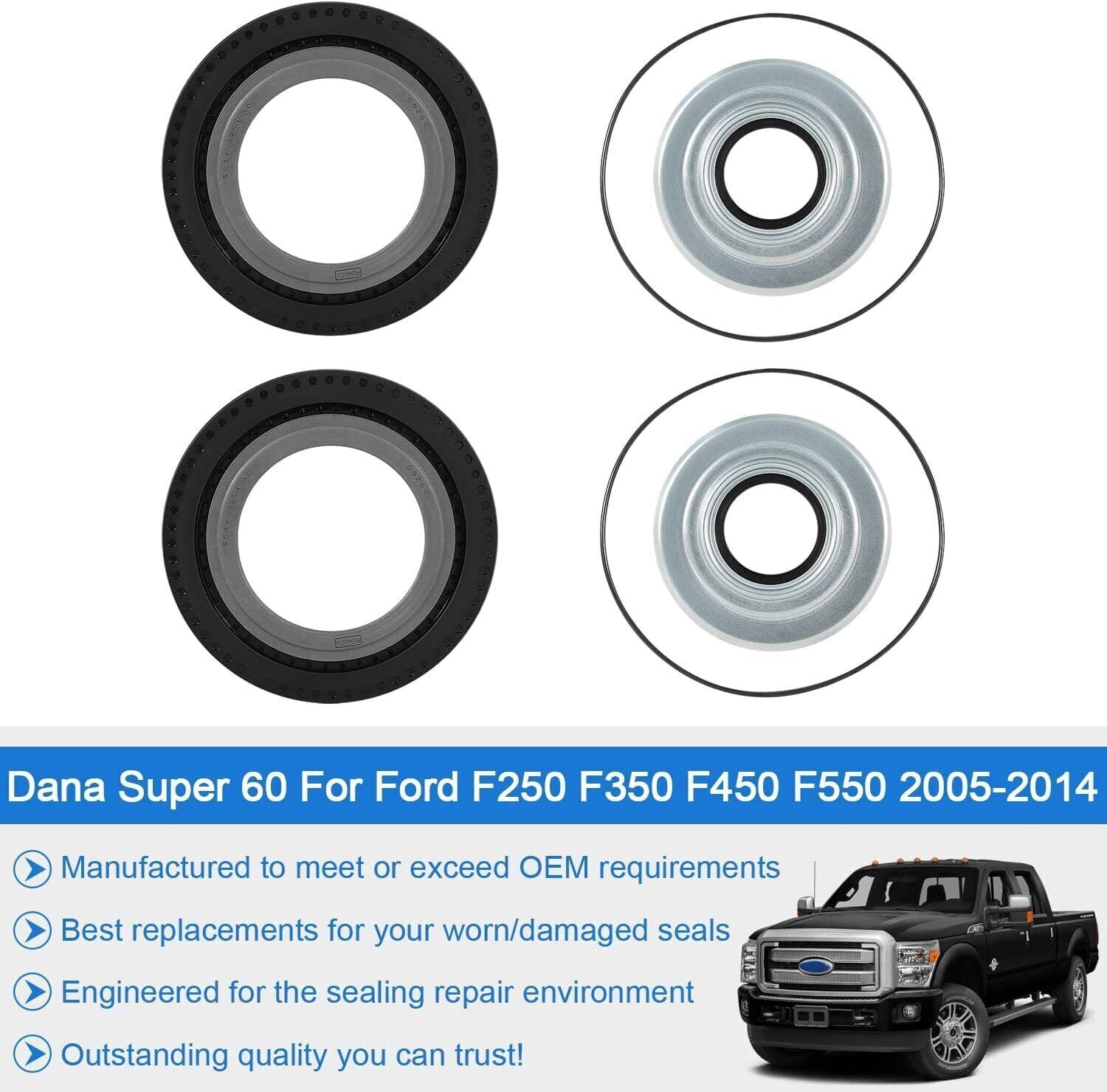 Front Axle Seal & O-Ring & Dust Seals Kit For 2005-2019 Ford F250 F350 Superduty