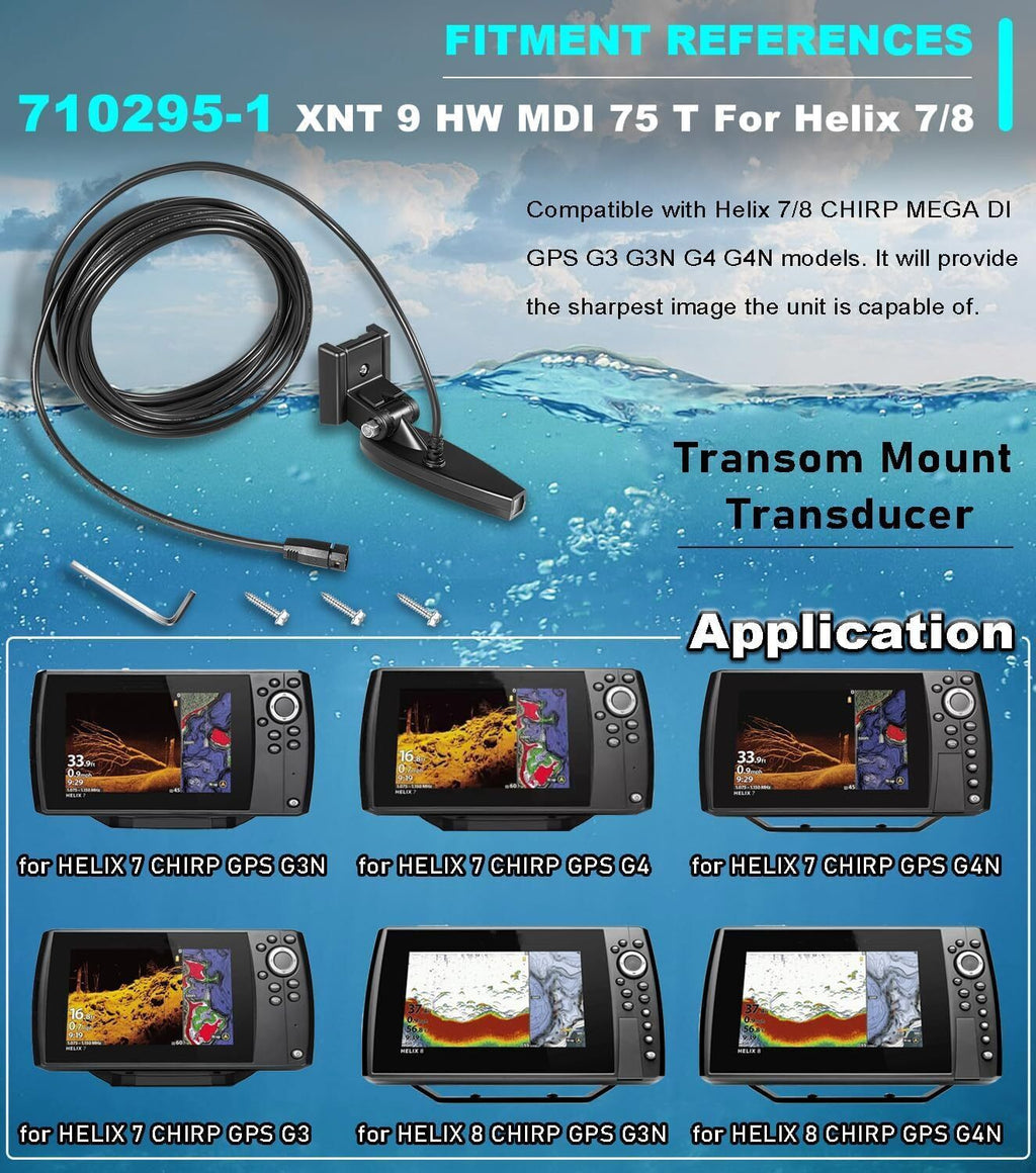 for Humminbird 710295-1 XNT 9HW MDI 75 T Helix 7/8 Chirp MEGA Transom Transducer