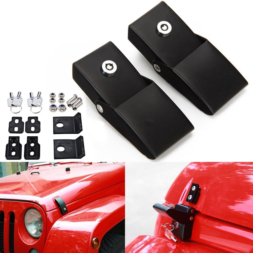 2pcs Locking Hood Look Catch Latches Kit for Jeep Wrangler JK JKU 2007-2018