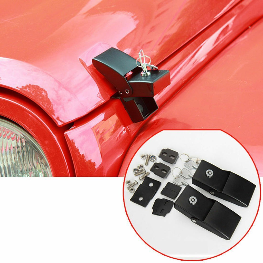 2pcs Locking Hood Look Catch Latches Kit for Jeep Wrangler JK JKU 2007-2018