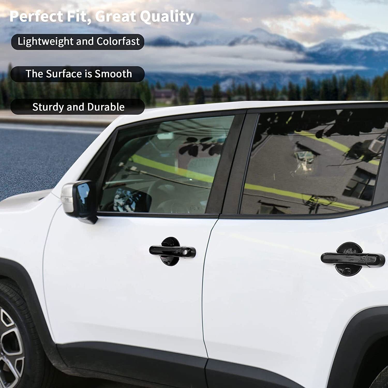 4Pcs Black ABS Door Handle Bowl Frame Cover Trim for Jeep Renegade 2015-2022
