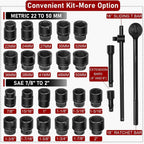 27Pcs 3/4-Inch Drive SAE & Metric Impact Socket Set for Trailers Trucks Tractors