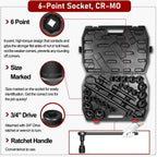 27Pcs 3/4-Inch Drive SAE & Metric Impact Socket Set for Trailers Trucks Tractors