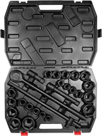 27Pcs 3/4-Inch Drive SAE & Metric Impact Socket Set for Trailers Trucks Tractors