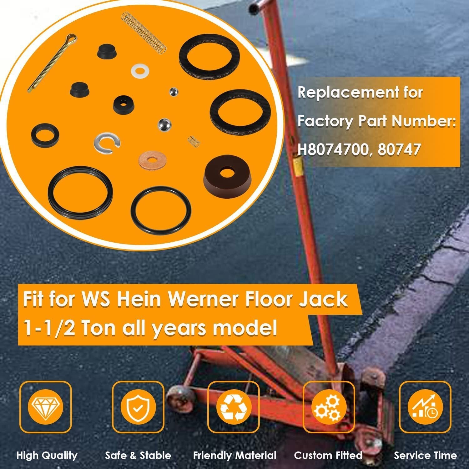 Seal Replacement Repair Rebuild Kit for Ton WS Floor Jack Hein Werner 1-1/2