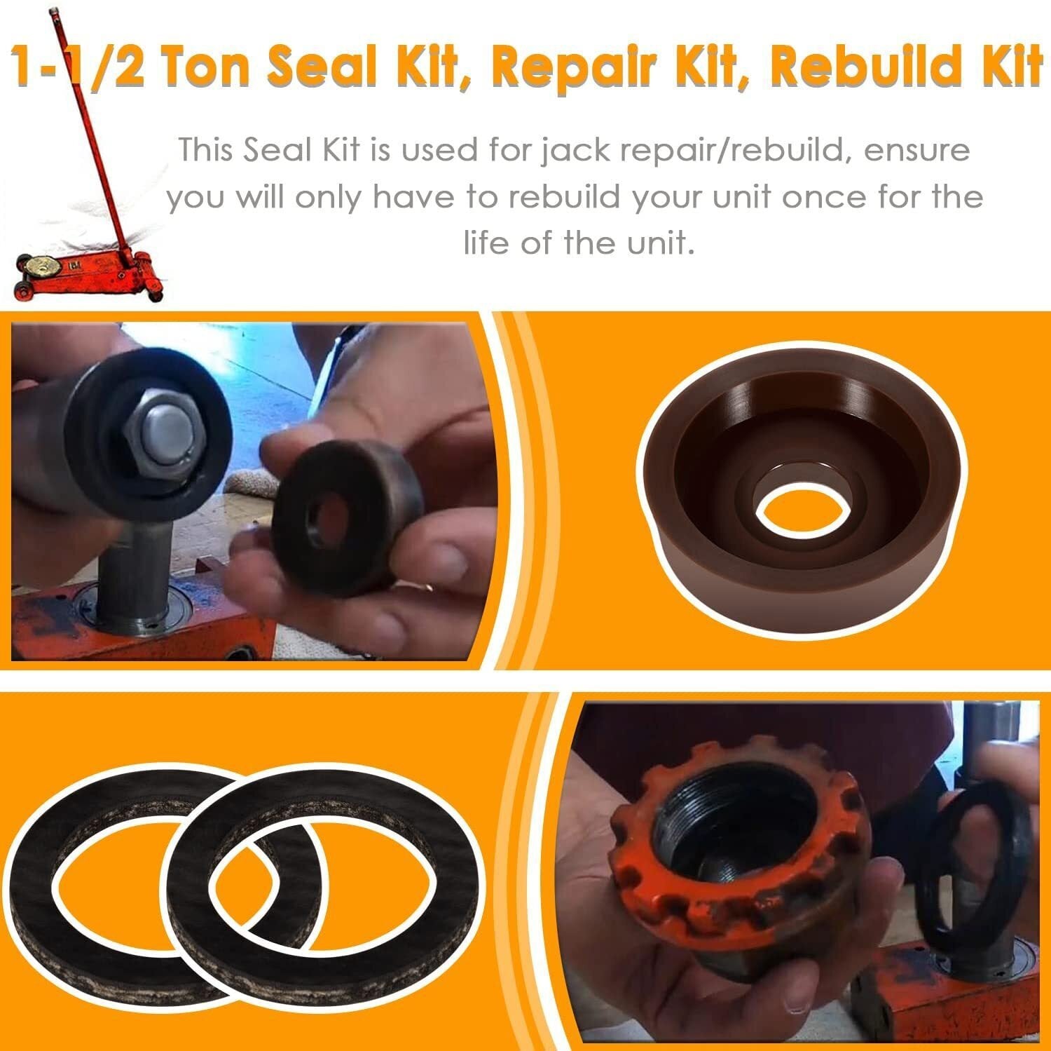 Seal Replacement Repair Rebuild Kit for Ton WS Floor Jack Hein Werner 1-1/2