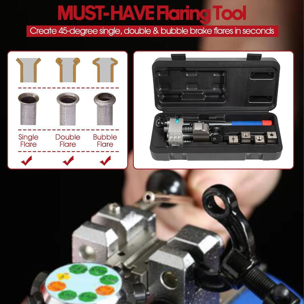 Professional Brake Line Flaring Tool 45 Degree Set-Single, Bubble, Double Flares