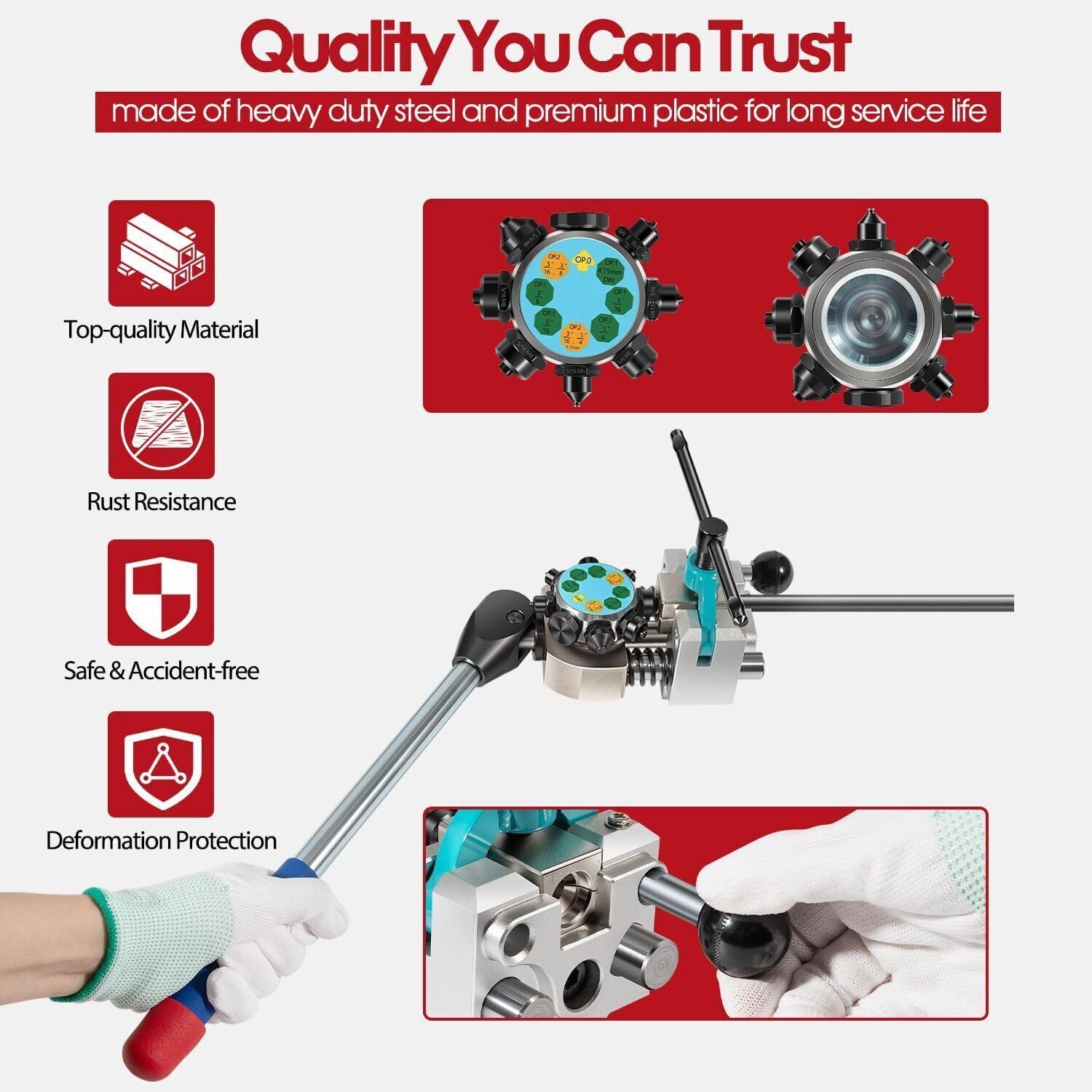 Professional Brake Line Flaring Tool 45 Degree Set-Single, Bubble, Double Flares
