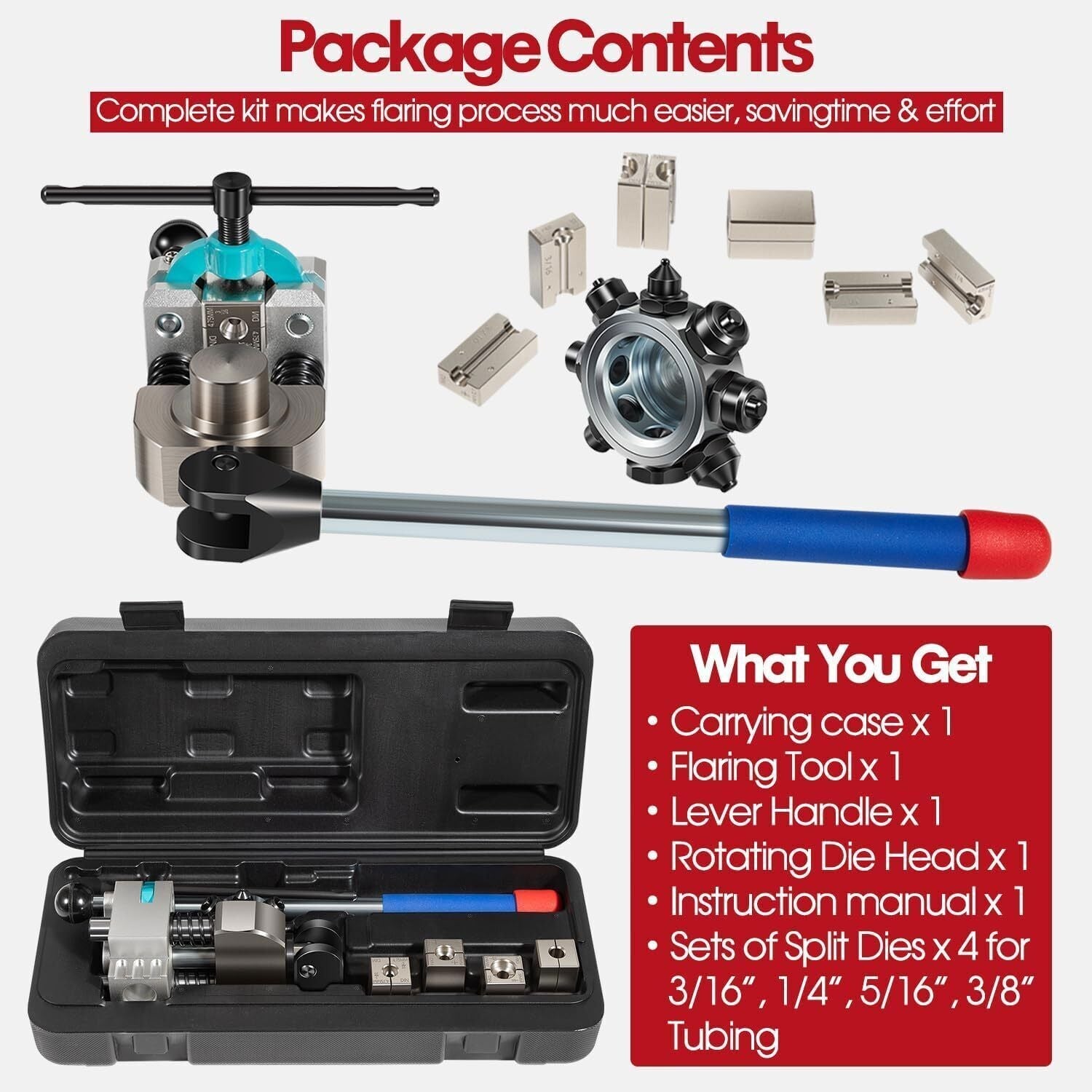 Professional Brake Line Flaring Tool 45 Degree Set-Single, Bubble, Double Flares