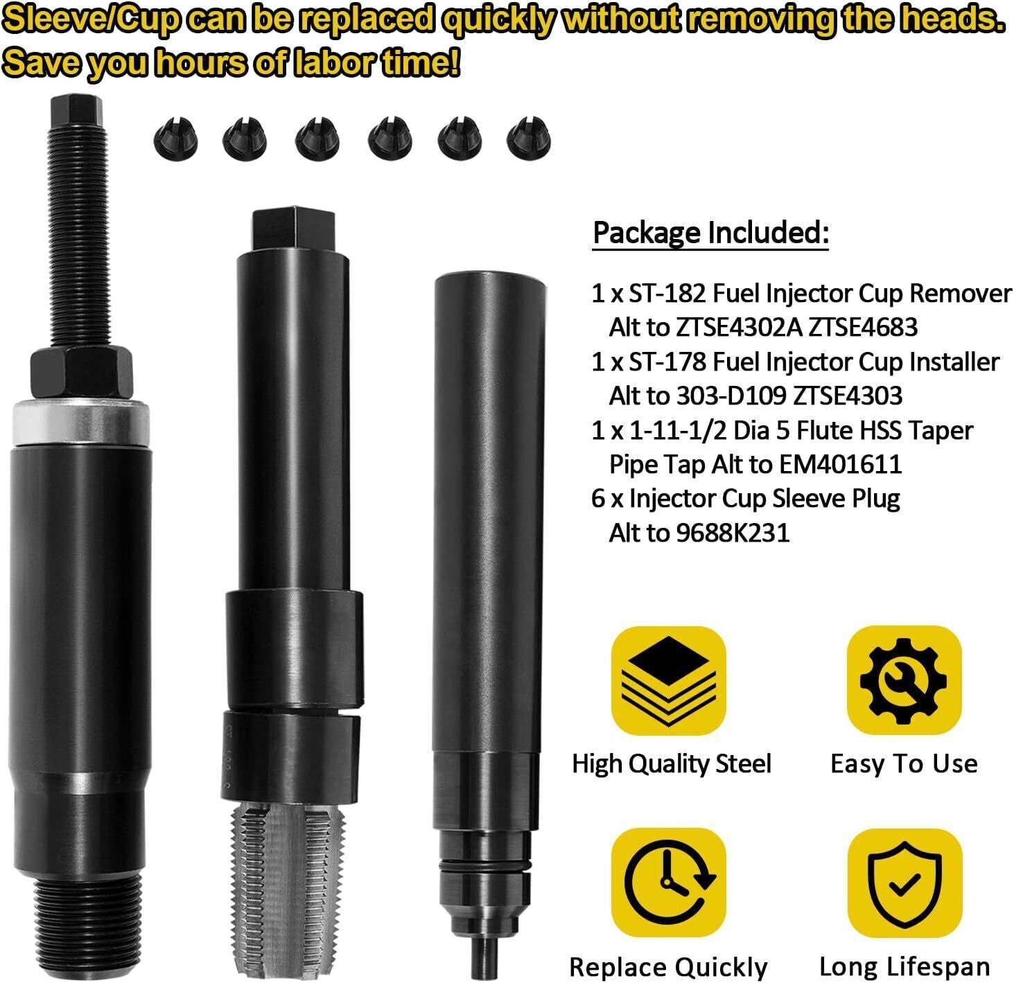 DT530E DT466E 7.3L Diesel Fuel Injector Sleeve Cup Installer Remover Tool ST-182